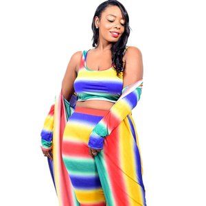 (Brand New) Plus Size Leggings Set Clothing Pants Bottoms Crop Top Cardigan 3